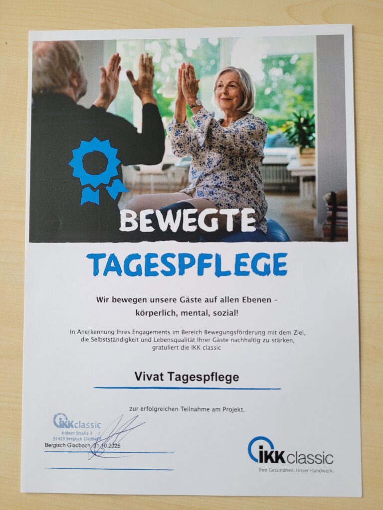 Bewegte Tagespflege — Auszeichnung der IKK classic